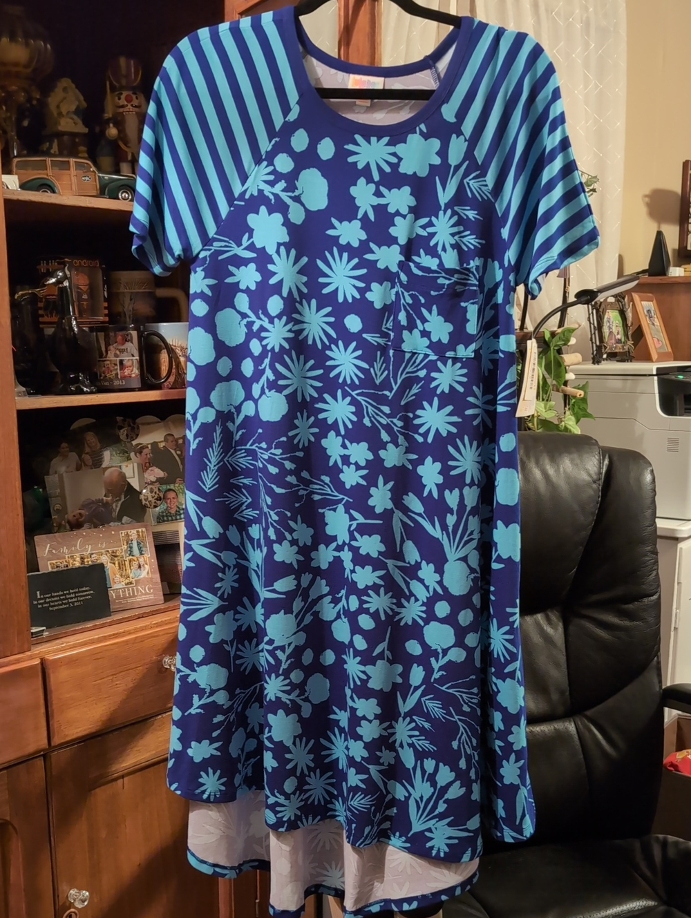 Blue Floral/Stripe Lularoe Carly Hi/Lo Hem Dress NWT Size S